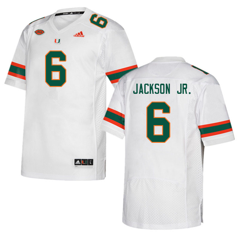 Men #6 Darrell Jackson Jr. Miami Hurricanes College Football Jerseys Sale-White